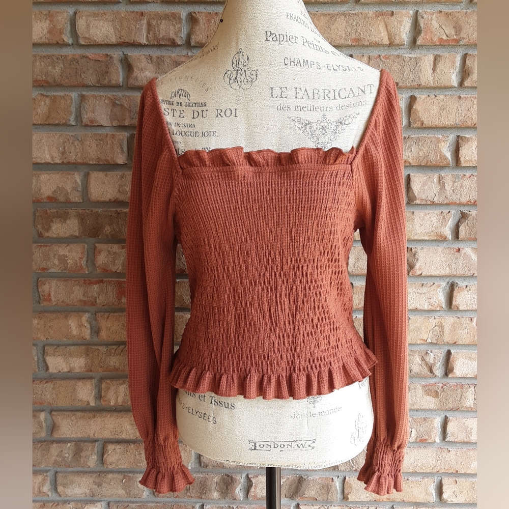 Altar'd State Long Sleeve Rushing Detail Festival Boho Top.